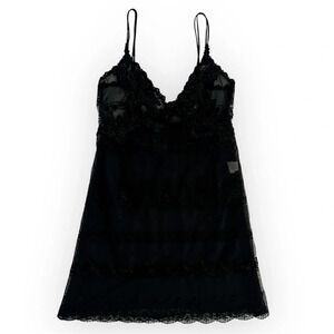 Vintage Black Lace Babydoll Mini Slip Dress